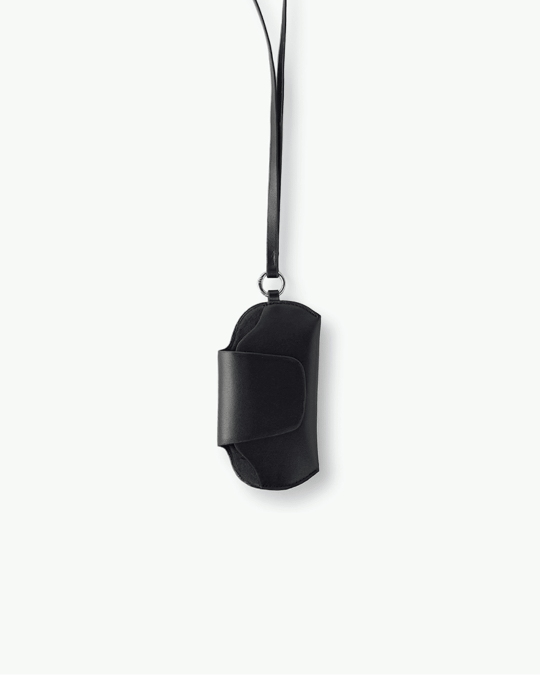 Black oval sunglass holder with single lanyard strap