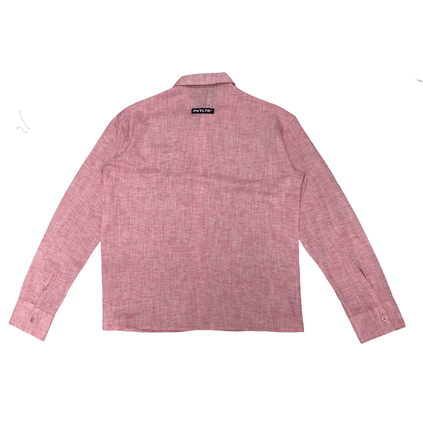 Peach solid shirt with pointed collar and long sleeves