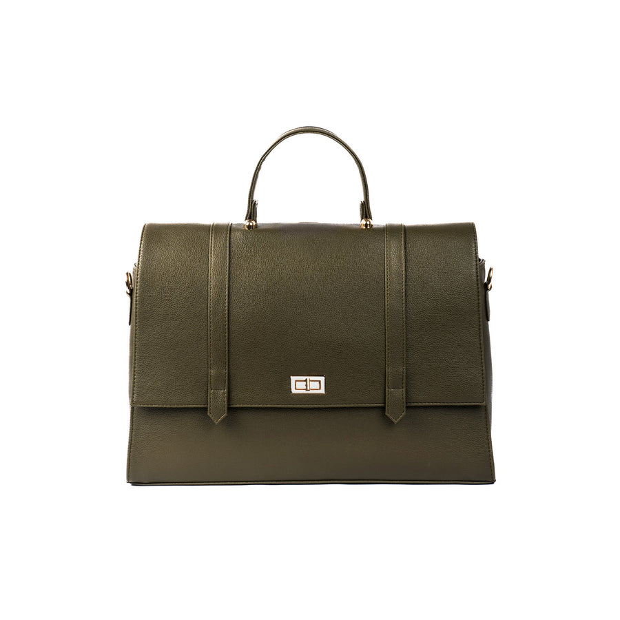 THE CONVERTIBLE WORK BAG : HANDBAG, BACKPACK TO SHOULDER TOTE - OLIVE OPULENCE