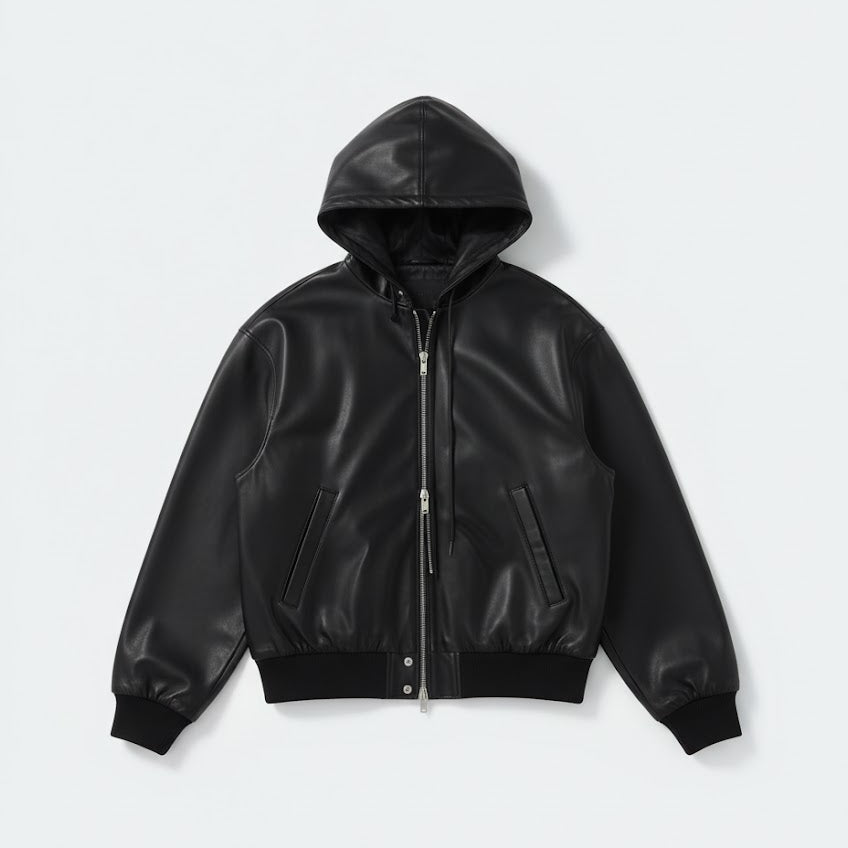 Noir hooded jacket, black, full-zip with drawstring hood, ribbed cuffs and hem