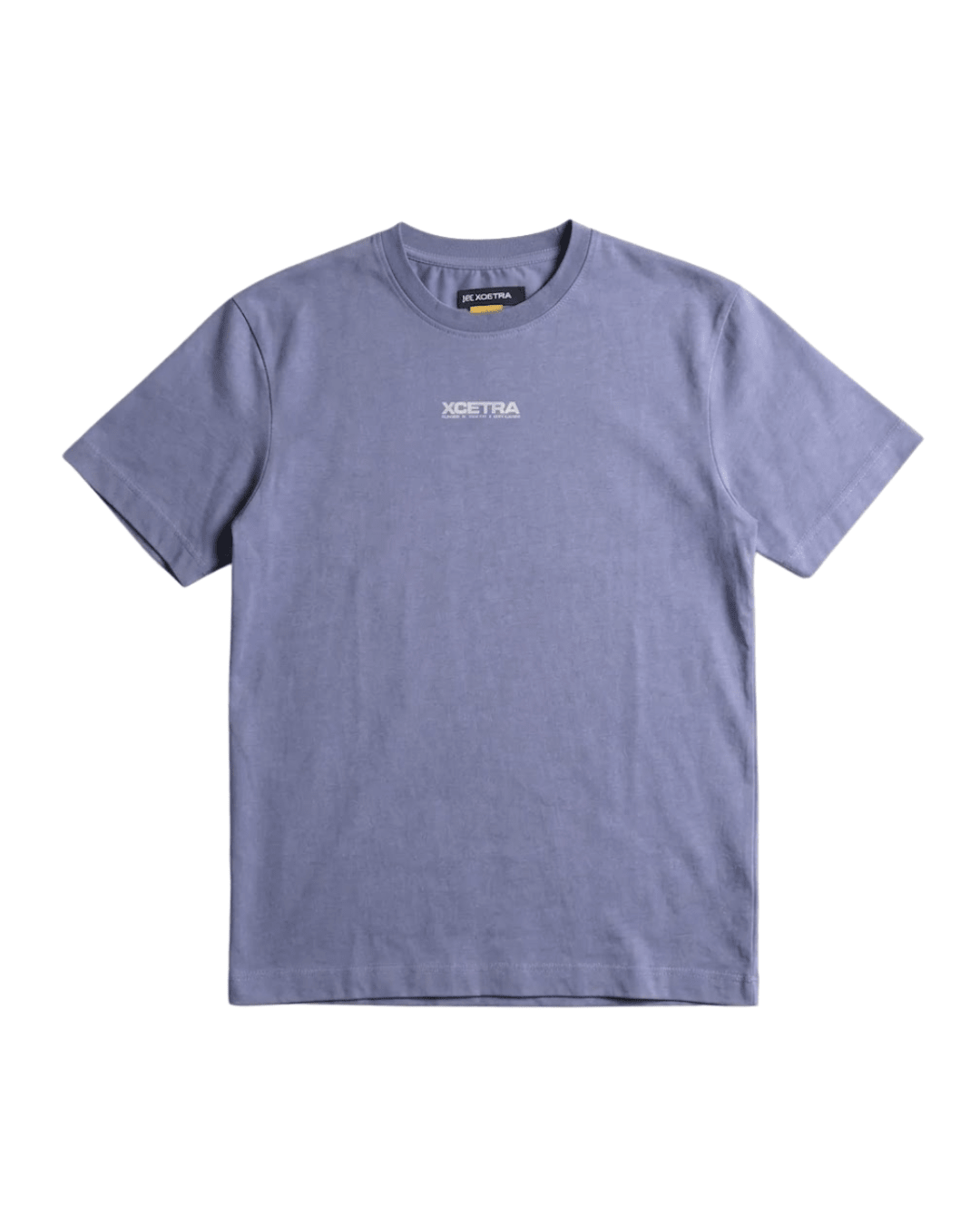 Blue crew-neck short-sleeve T-shirt with small chest logo